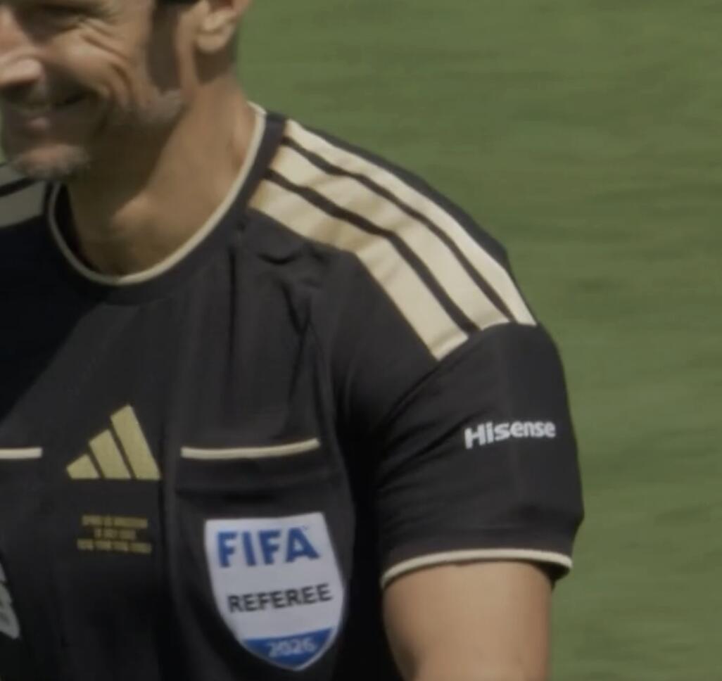 Hisense logo on the FIFA referee sleeve