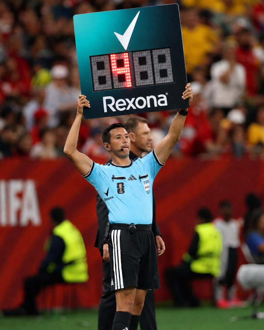 Rexona substitution board and referee underarm branding